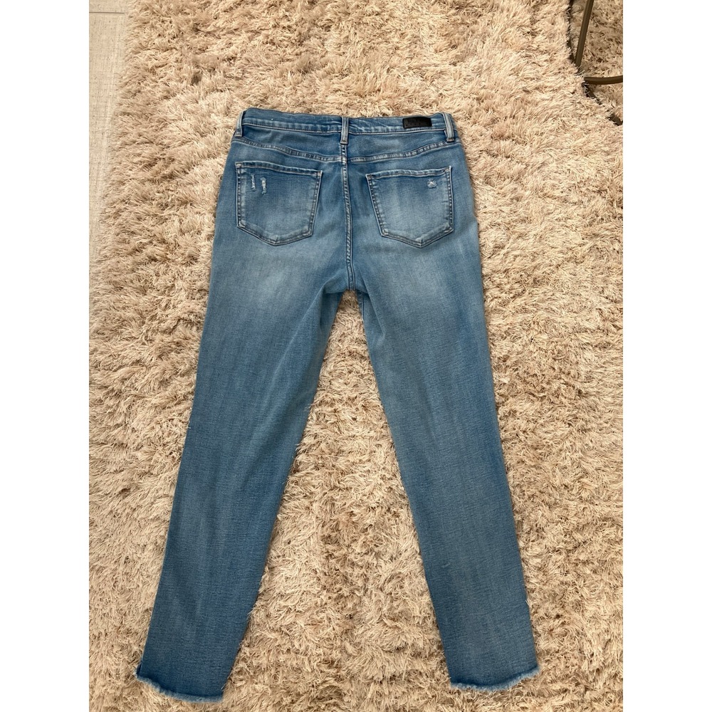 Nicole Miller Studio‎ Denim Distressed Jeans Size 10 Raw Hem Light Wash - Picture 5 of 8